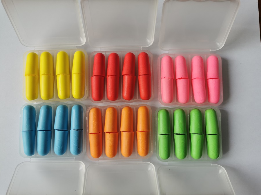 Earplug Set Foam - 快適なソフトノイズリダクションフォーム耳栓,睡眠保護付きボックス,旅行にはゆっくりとしたリバウンド,4ペア/セット