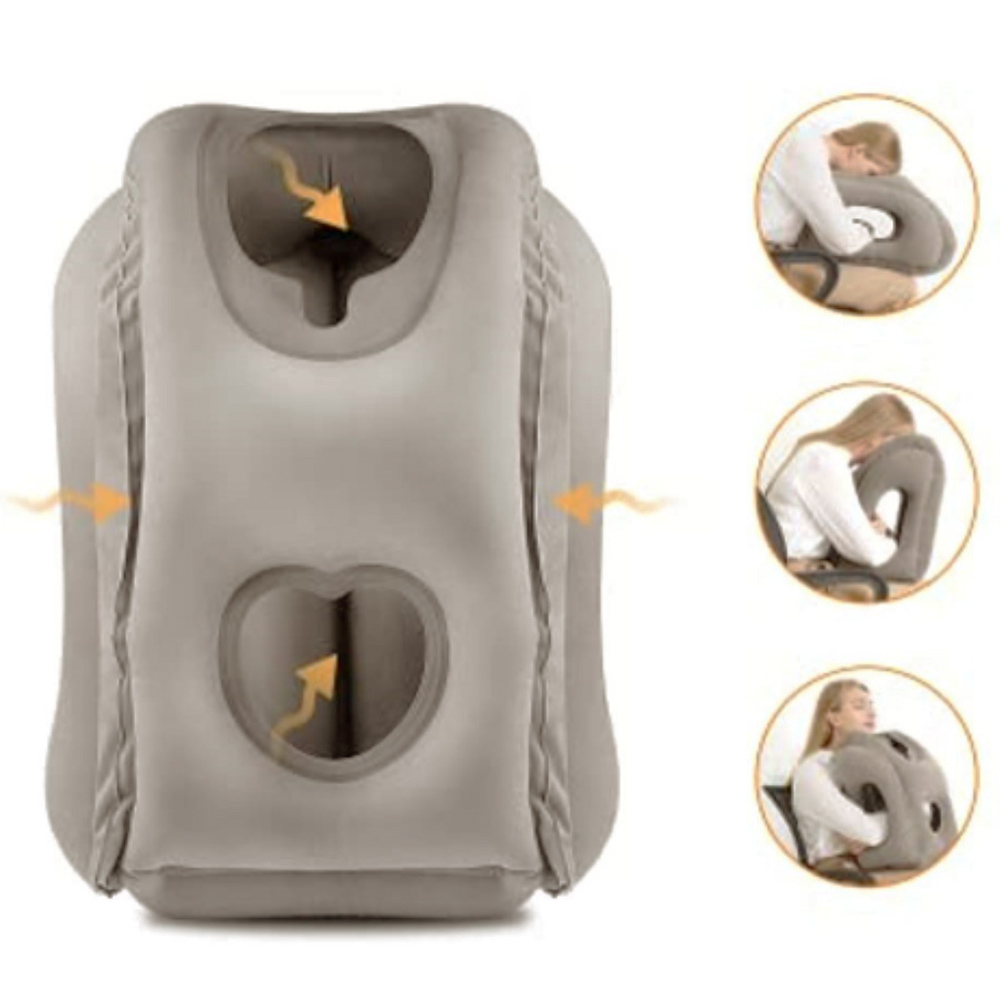 Travel Accessories For Long Haul Flights - インフレータブルトラベルピロー、首と頭をサポートするトラベルアクセサリー、長距離フライト、車、オフィスでの昼寝用トラベルピロー