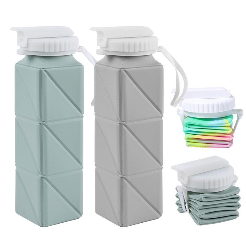 Water Bottle Collapsible - ストロー蓋付き折りたたみ式ウォーターボトル、シリコン、折りたたみ式、Bpaフリー、漏れ防止、旅行、ジム、キャンプ、スポーツ、620ml