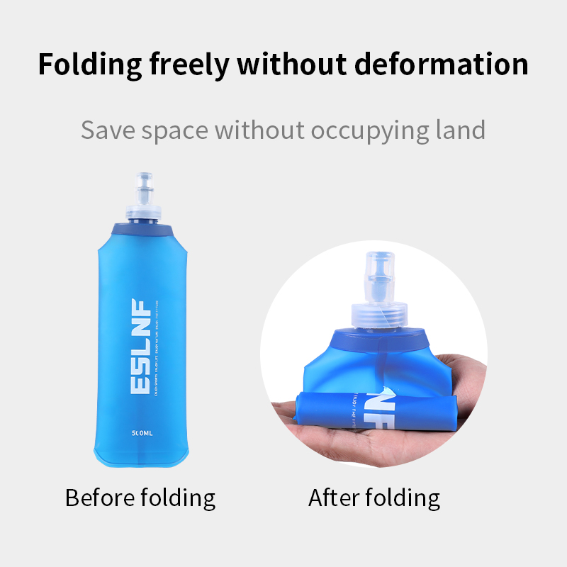 Water Bottle Collapsible - 500ml折りたたみ式ウォーターボトル ソフトフラスク BPAフリー 折りたたみ式TPU アウトドアスポーツ ポータブルウォーターバッグ