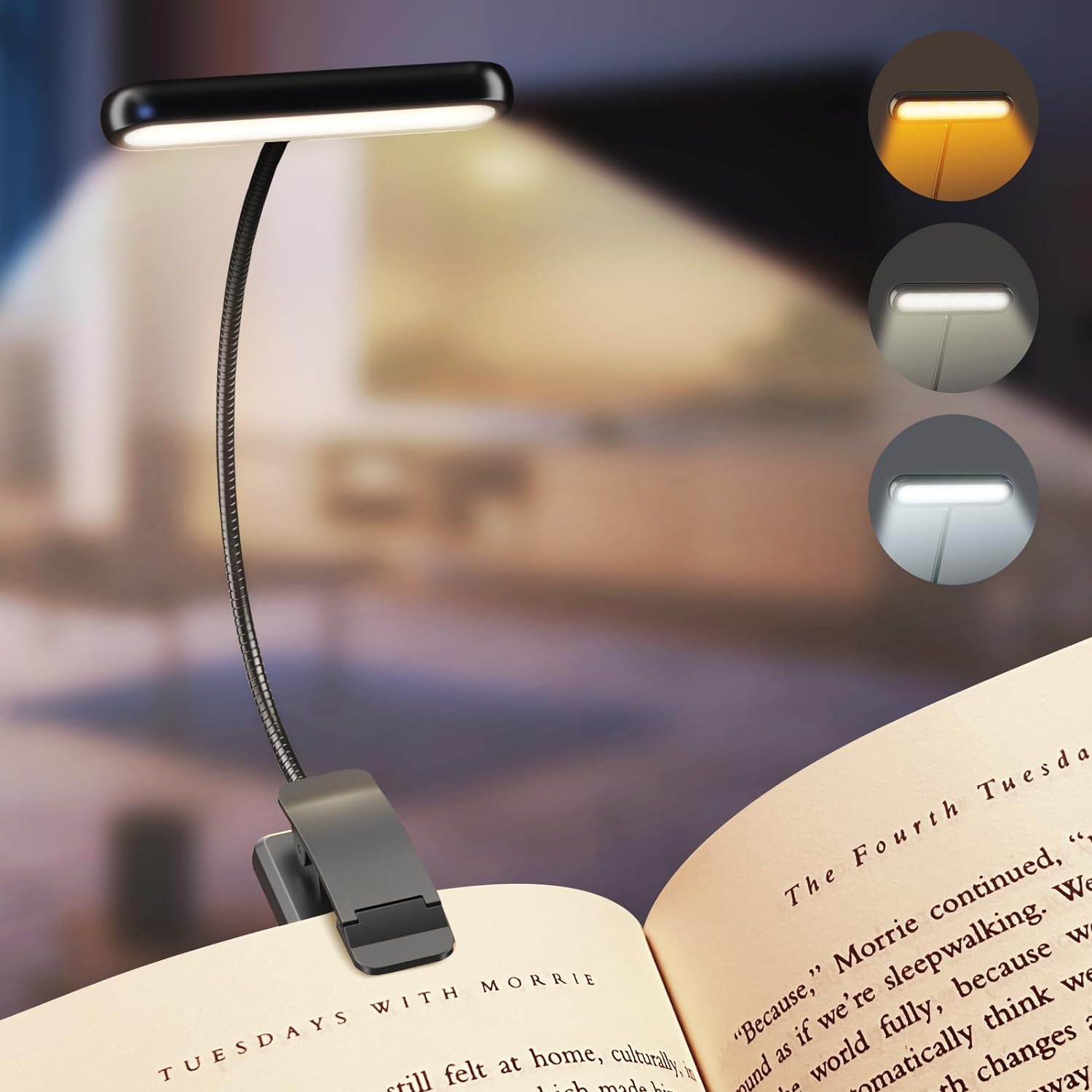 Book Light Flexible - 14LEDブックライトUSB充電式読書灯暖かいクールホワイト昼光色ポータブルフレキシブル簡単クリップ夜間読書ランプ