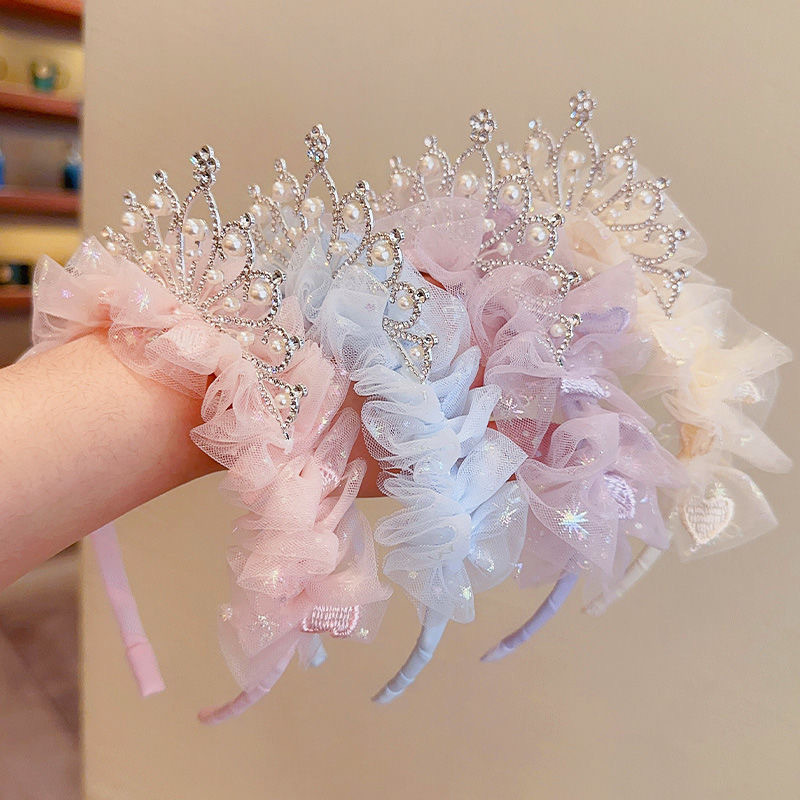 Travel Accessories Gifts For Women - 甘い素敵な女の子のヘッドバンドヘアアクセサリーピンクブルーレースヘッドバンド子供のホリデーギフトプリンセスガールアクセサリークラウン