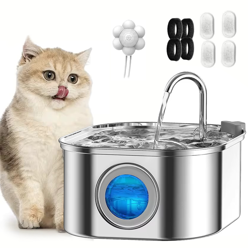 Travel Accessories Kmart - 3.2L ステンレス鋼ペット給水器自動猫噴水スマート犬水ディスペンサー視覚窓飲料ボウルペットアクセサリー
