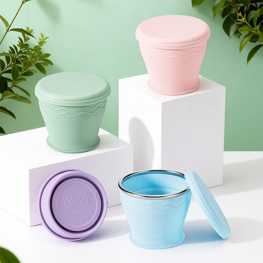 Water Bottle Collapsible - 折りたたみ式シリコンカップ蓋付きポータブルトラベルマグ折りたたみ式コーヒー水カップ環境に優しいアウトドアキャンプドリンクウェア