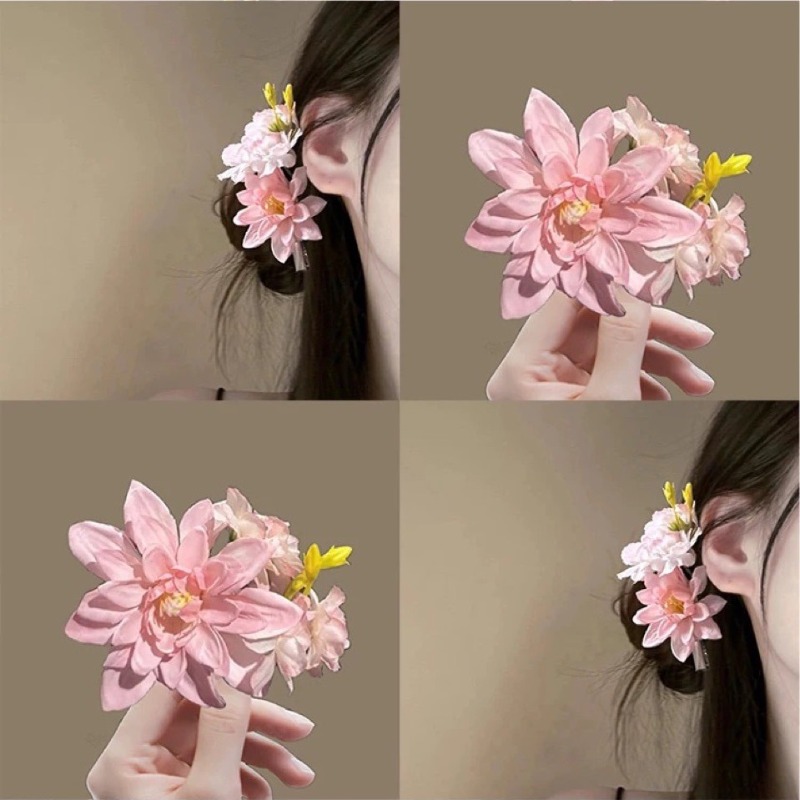 Travel Accessories Bunnings - ピンクブルーフラワーヘアクリップ新しい中国風お団子ヘアピンアップヘアアクセサリー女性用旅行休暇プレミアム軽量
