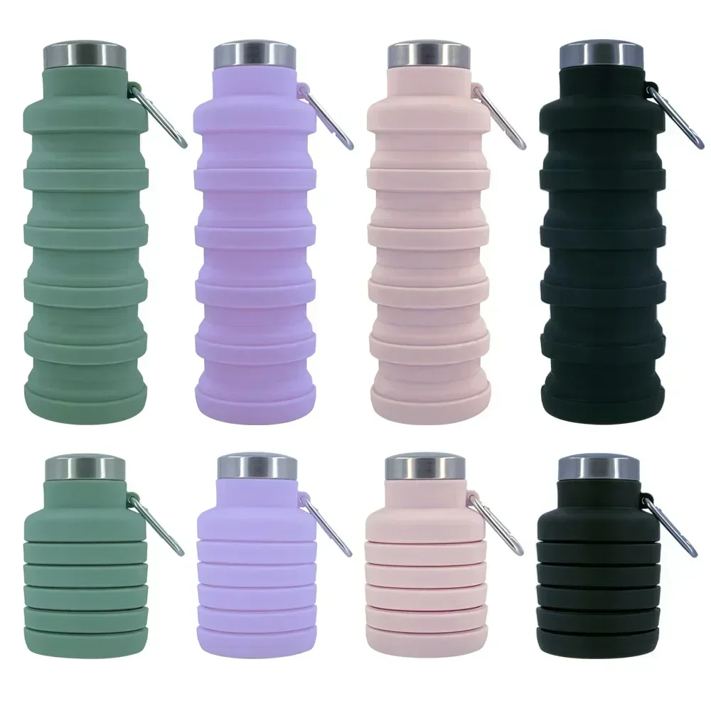 Water Bottle Collapsible - 折りたたみ式ウォーターボトル、再利用可能なBPAフリーシリコン折りたたみボトル、アウトドア登山ツアー用のポータブルハイキングカップ