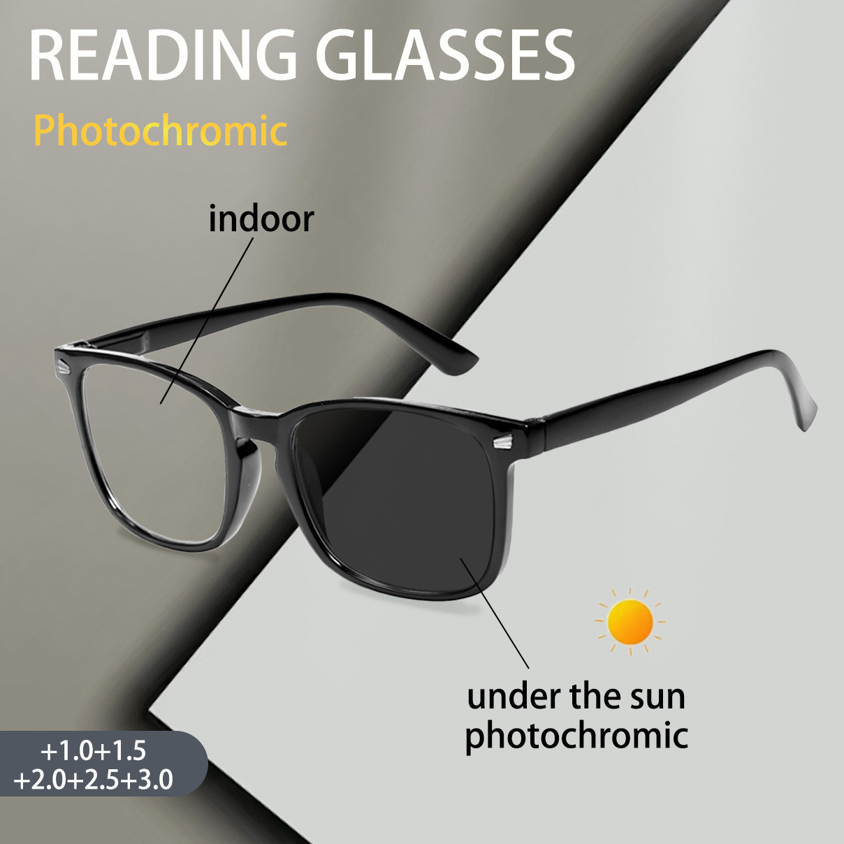 Book Light Flexible - 男女兼用フォトクロミック老眼鏡 超軽量フレキシブルブルーライトカット老眼鏡、+1.0～+3.0
