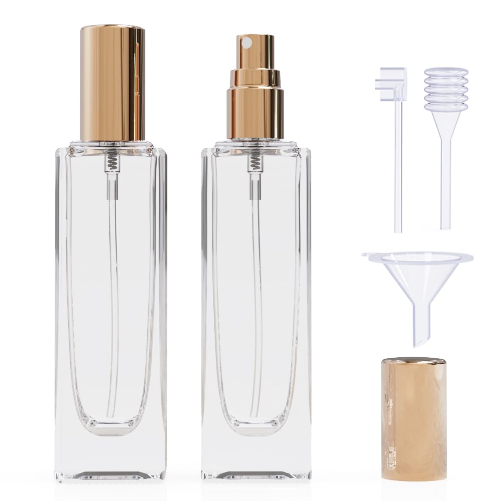 Travel Accessories High End - 2個 香水ボトルスプレー 空の香水アトマイザー 詰め替え可能 3つのアクセサリー付き 漏れ防止