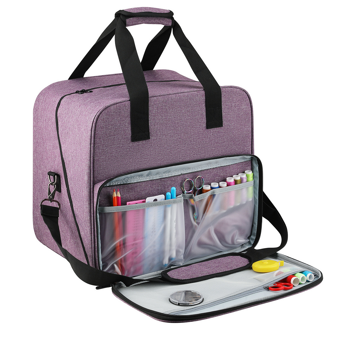 Travel Accessories Bag For Women - 大型ミシンバッググレーカラー収納袋トート多機能ポータブル旅行ホームオーガナイザーバッグ縫製アクセサリー用