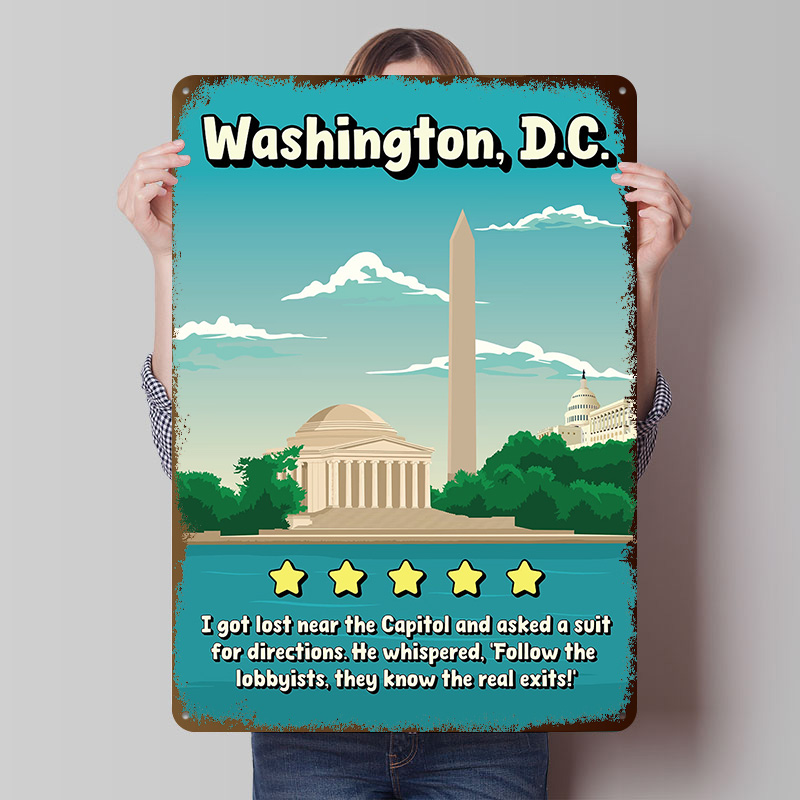 Travel Accessories Reviews - ワシントンD.C. 面白いレビュー旅行用ブリキポスターカスタムウォールアートヴィンテージメタルサインレトロブリキプレートバーアクセサリー用