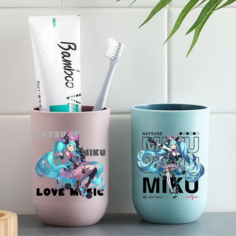 Travel Accessories Gifts For Women - 初音ミク歯ブラシカップ女の子かわいい仮想歌手うがいマグカップ女性旅行バスルームアクセサリー親友ギフトホット販売