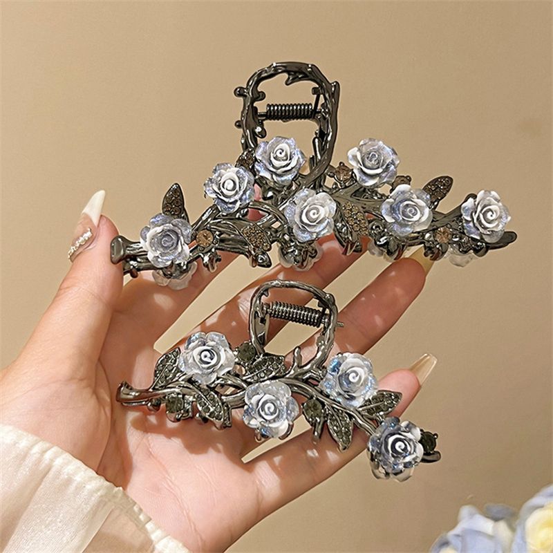Travel Accessories Bunnings - 新しい中国風水墨画バラヘアクリップ、女性用、後頭部お団子クリップ、夏用ハーフアップシャーククリップ、エレガントなヘアアクセサリー