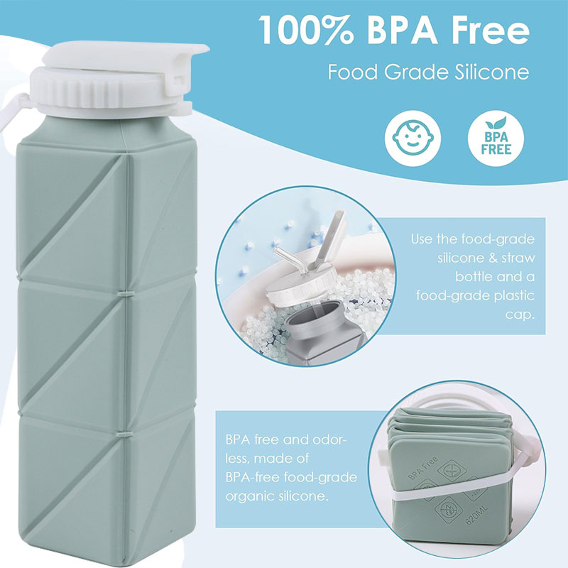 ストロー蓋付き折りたたみ式ウォーターボトル、シリコン、折りた - Water Bottle Collapsible のレビューと価格
