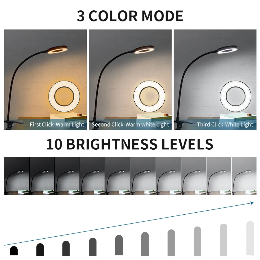 48 LED クリップオンデスクランプ 360 ° フレキシ - Book Light Flexible のレビューと価格
