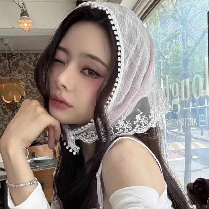 夏織花柄レースヘアスカーフ韓国白ピンクラップ女性レトロ三角形 - Travel Accessories Kmart のレビューと価格