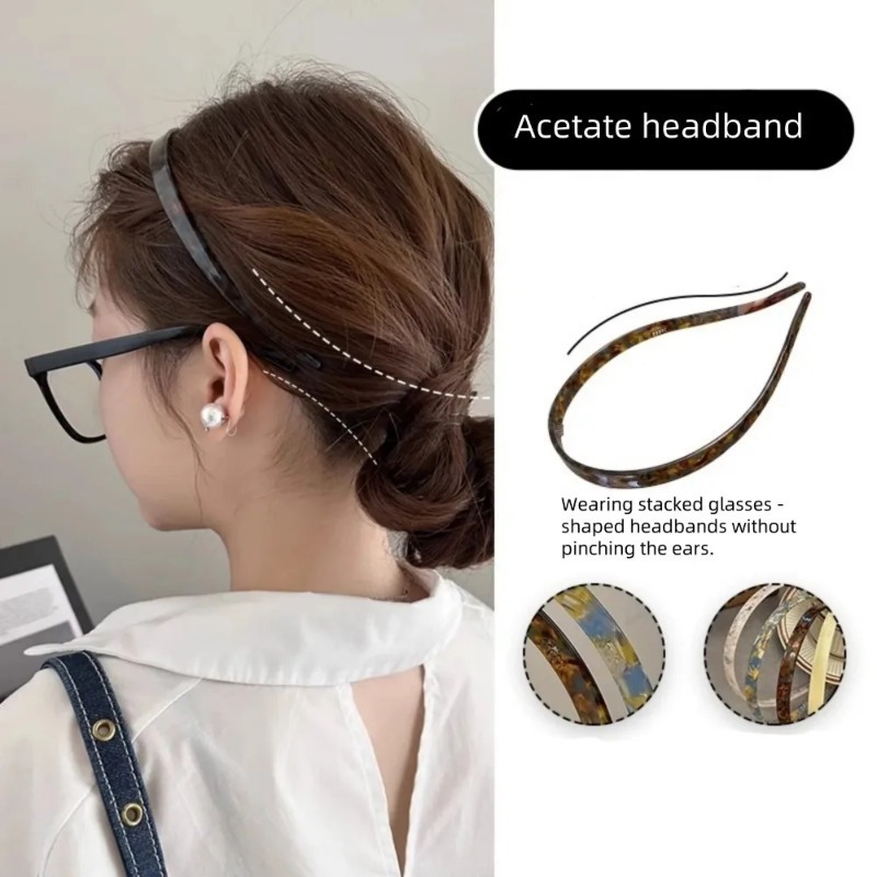 夏のエレガントなアセテートヘアバンド、高級ノンクリップ式耳骨 - Travel Accessories High End のレビューと価格