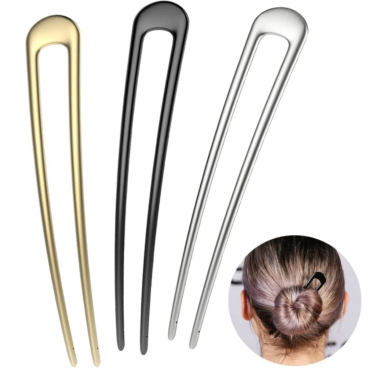 フレンチヘアフォーク U 字型ヘアピン エレガントな太い髪用 - Travel Accessories Gifts For Women のレビューと価格