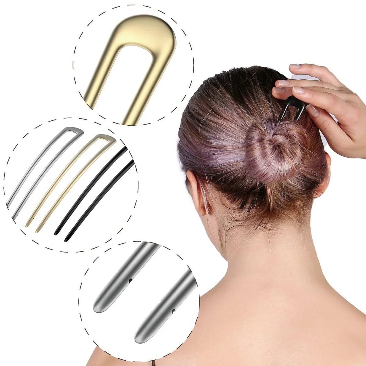 フレンチヘアフォーク U 字型ヘアピン エレガントな太い髪用 - Travel Accessories Gifts For Women のレビューと価格