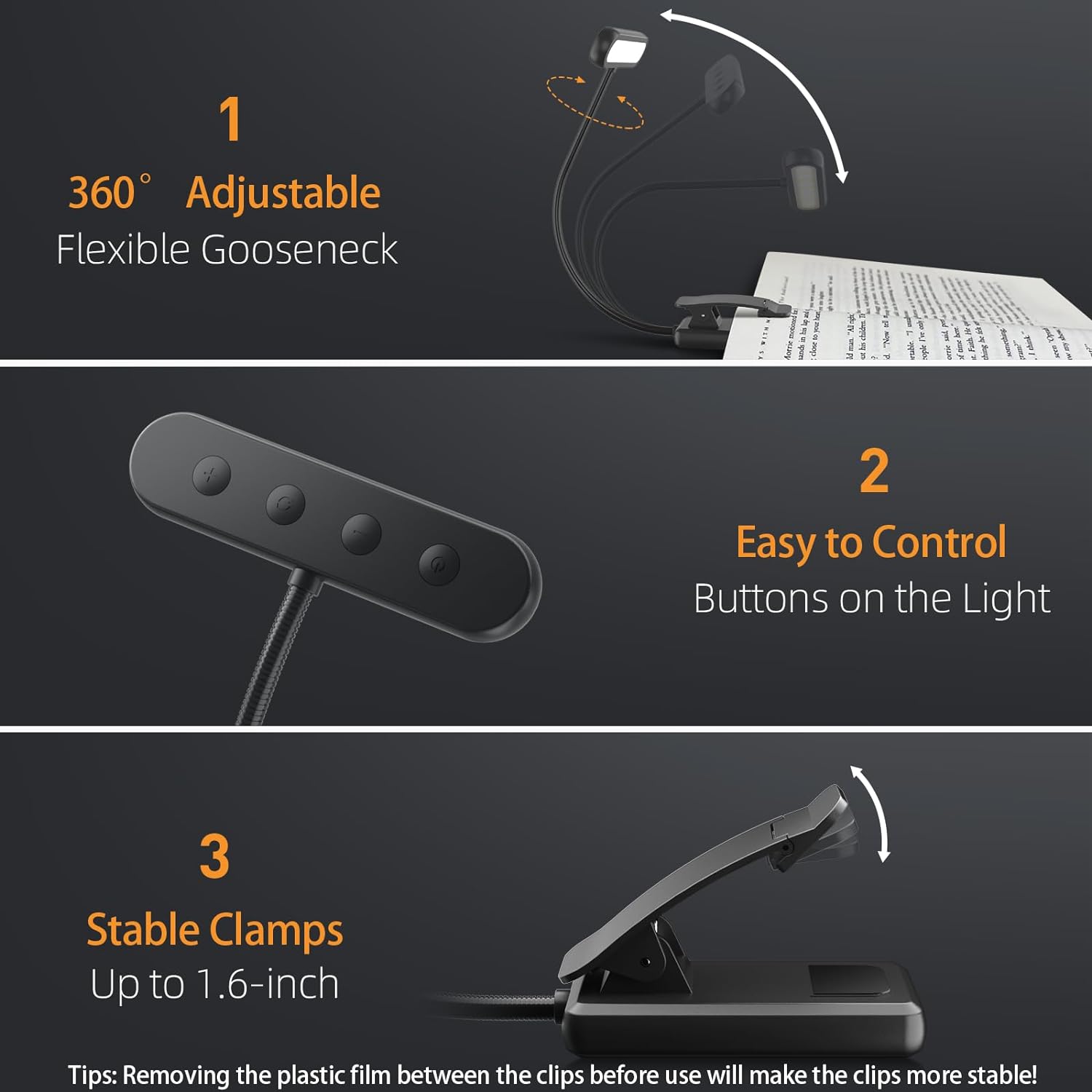 14LEDブックライトUSB充電式読書灯暖かいクールホワイト - Book Light Flexible のレビューと価格