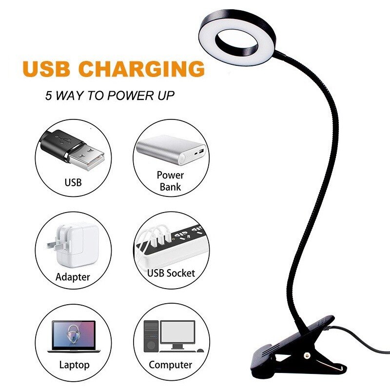 48 LEDデスクランプクリップUSBブックライトベッドサイ - Book Light Flexible のレビューと価格