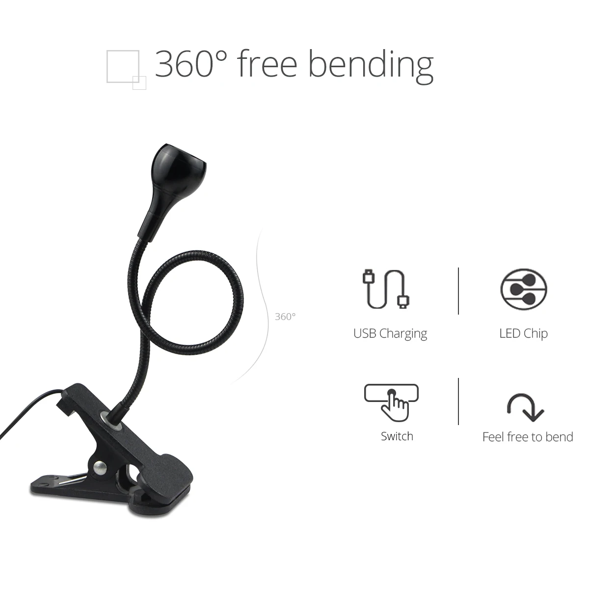 1-10個のクリップオンライトUSB電源読書ブックライト、パ - Book Light Flexible のレビューと価格