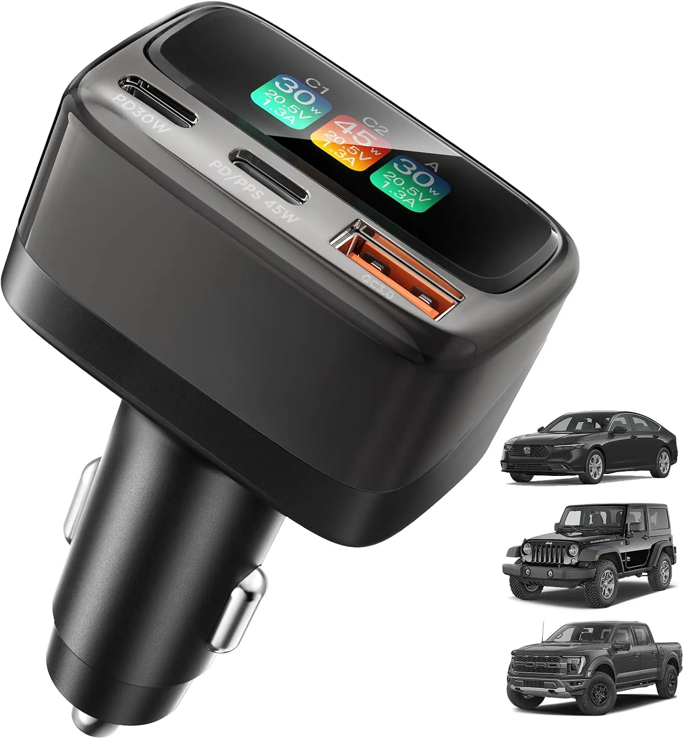 105W USB Cカーチャージャー、デジタルカラーディスプ - Travel Accessories Gifts For Women のレビューと価格