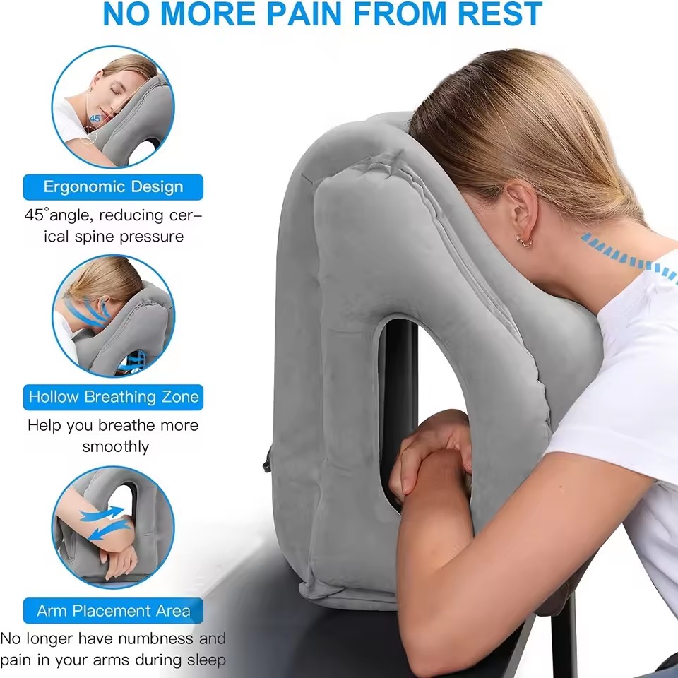インフレータブルトラベルピロー、首と頭をサポートするトラベル - Travel Accessories For Long Haul Flights のレビューと価格