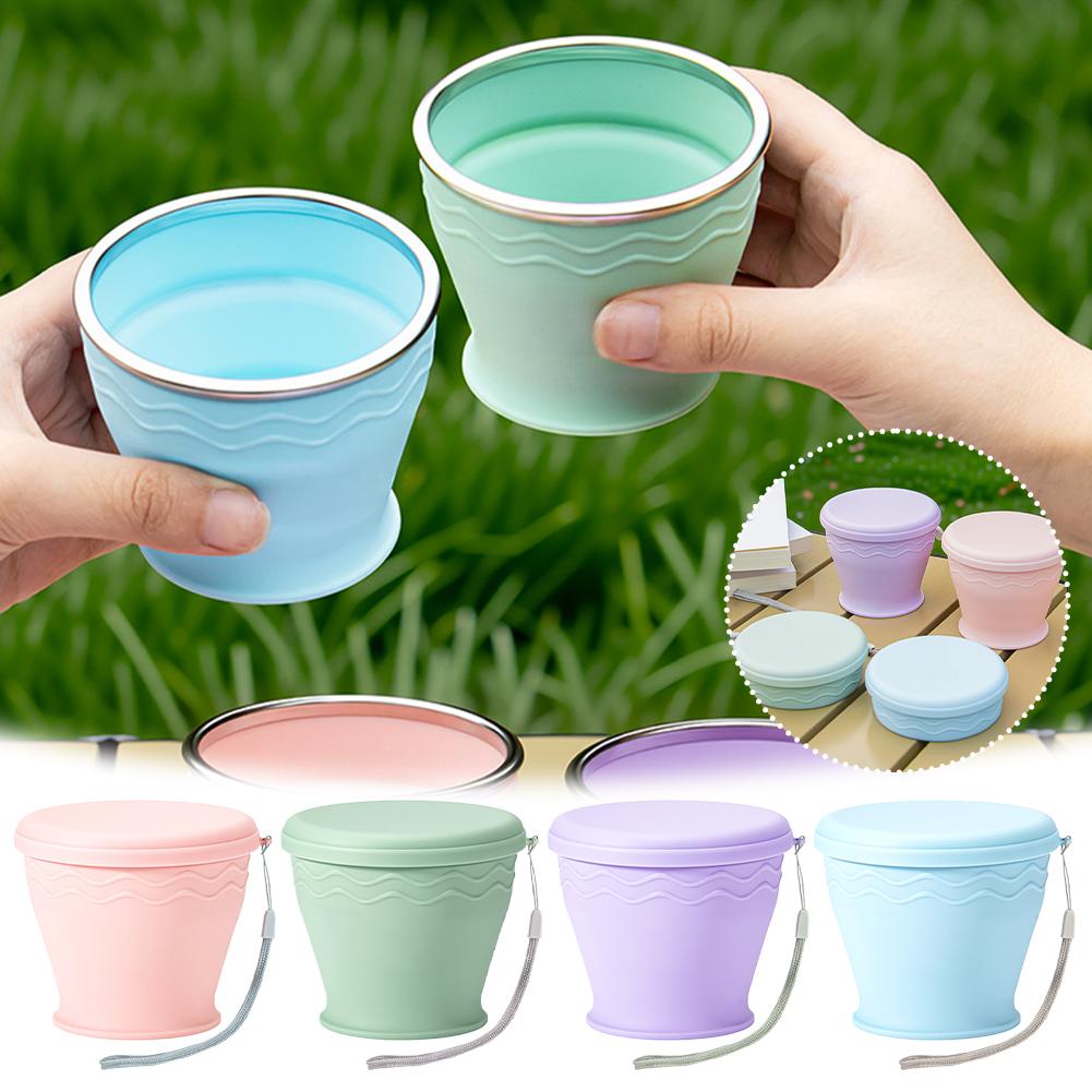 折りたたみ式シリコンカップ蓋付きポータブルトラベルマグ折りた - Water Bottle Collapsible のレビューと価格