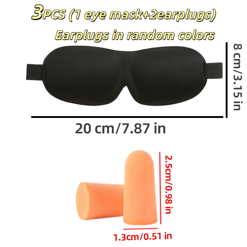 3ピース睡眠セット-軽量3次元完全カバーアイマスク、ソフトフ - Earplug Set Foam のレビューと価格