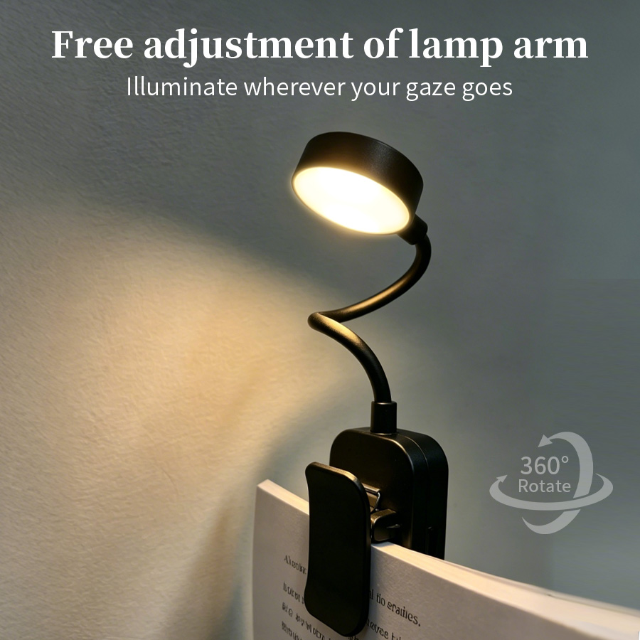 LED デスクランプ充電式クリップオンブックライト目の保護ポ - Book Light Flexible のレビューと価格