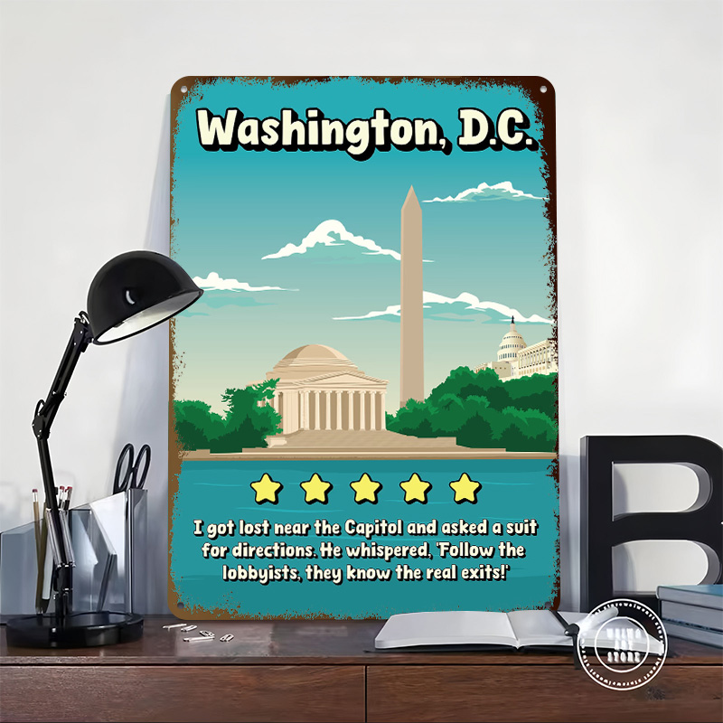 ワシントンD.C. 面白いレビュー旅行用ブリキポスターカスタ - Travel Accessories Reviews のレビューと価格