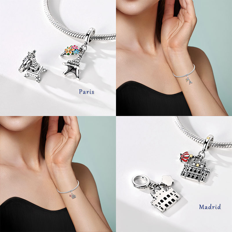 ワールドランドマークビーズオリジナル 925 スターリングシ - Travel Accessories Gifts For Women のレビューと価格