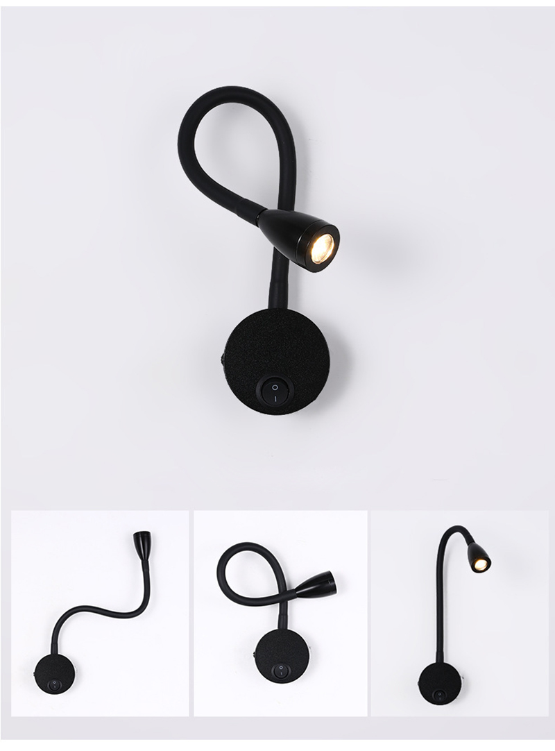グースネック読書壁ランプ LED 3 ワットスイッチ付き柔軟 - Book Light Flexible のレビューと価格