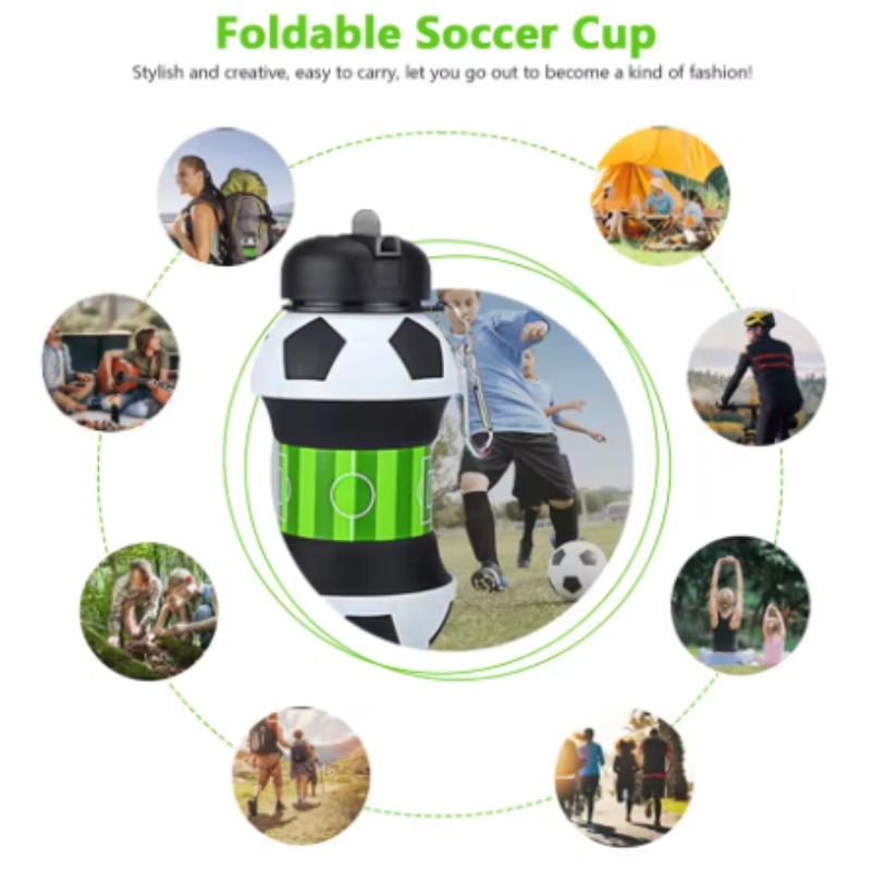 サッカーシリコン折りたたみカップ落下防止ポータブル折りたたみ - Water Bottle Collapsible のレビューと価格