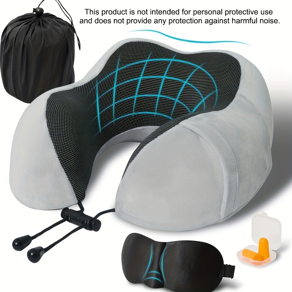 旅行用枕、飛行機睡眠用旅行枕、メモリーフォームネックピローセ - Earplug Set Foam のレビューと価格